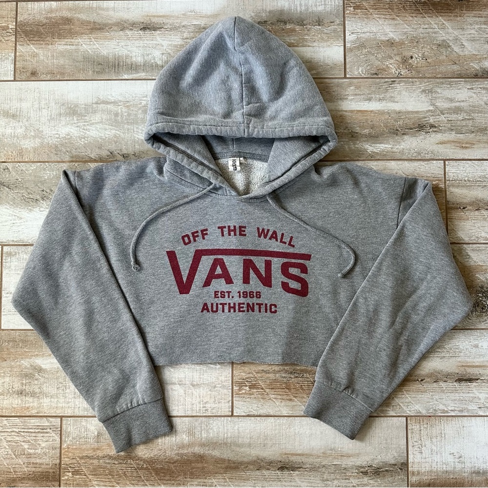 Vans Off The Wall Gray Cropped Hoodie
